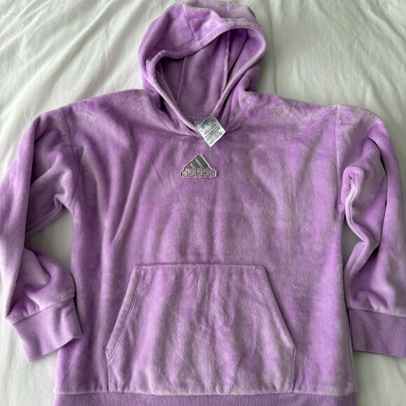 Adidas Purple Sweatshirt Hoodie Soft Fleece - Picture 4 of 7